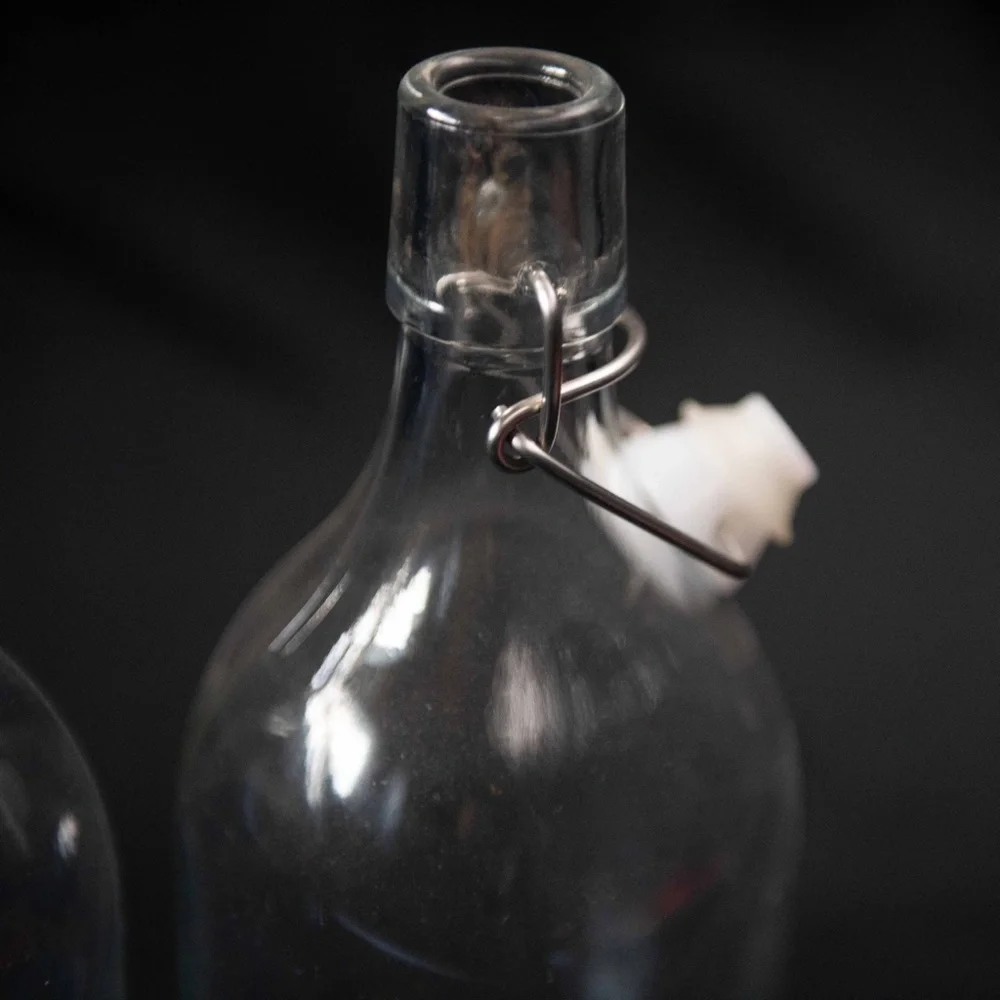 Set of 2 IKEA Korken Glass Flip Swing Top Bottle Carafes